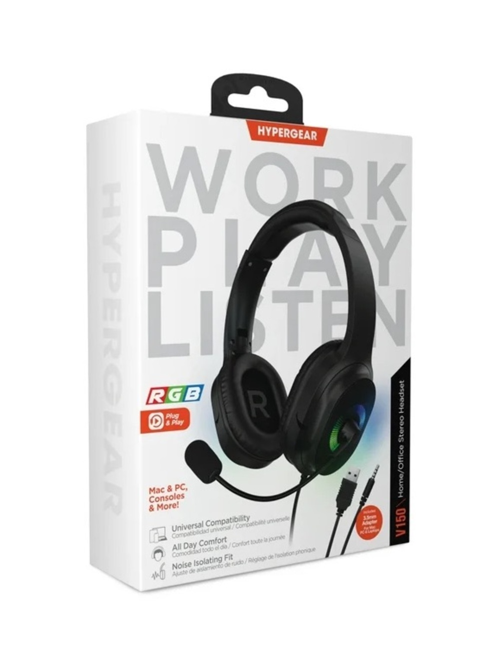 V150 Black RGB Over-Ear Gaming Headset with Microphone